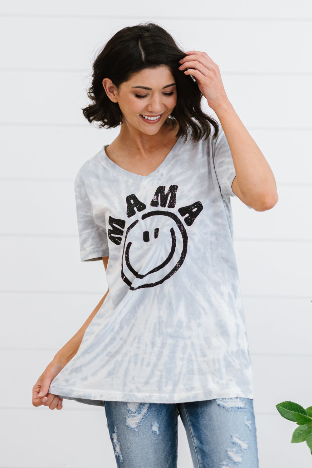 Sew In Love MAMA Smile Graphic Full Size Tie-Dye Tee Shirt