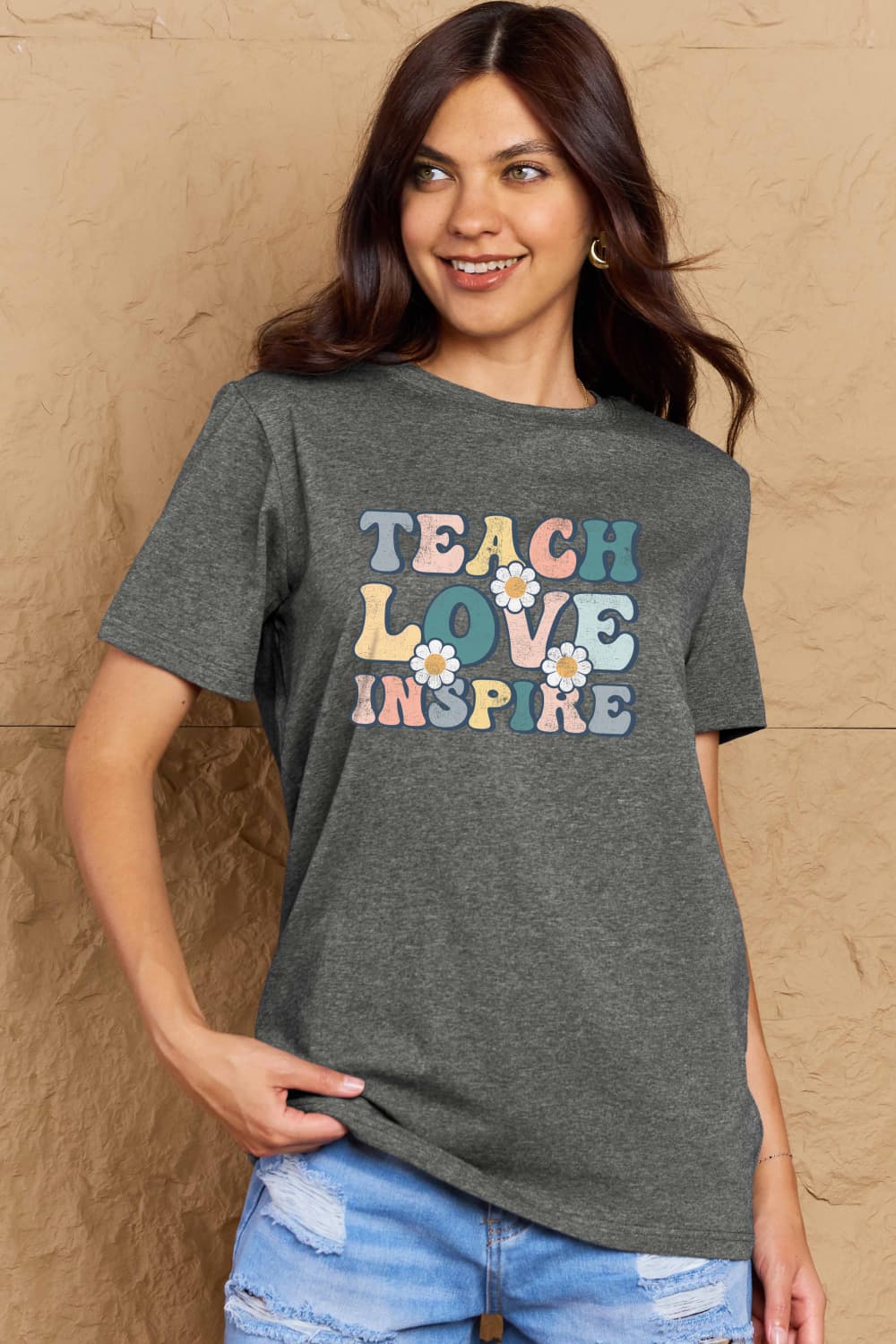 Simply Love Full Size TEACH LOVE INSPIRE Graphic Cotton T-Shirt