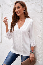 Load image into Gallery viewer, Crochet Detail V-Neck Blouse
