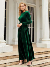 Load image into Gallery viewer, Tie Front Round Neck Long Sleeve Maxi Dress
