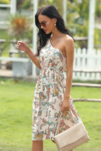 Load image into Gallery viewer, Floral  Print Asymmetrical-neck Tie-waist Dress

