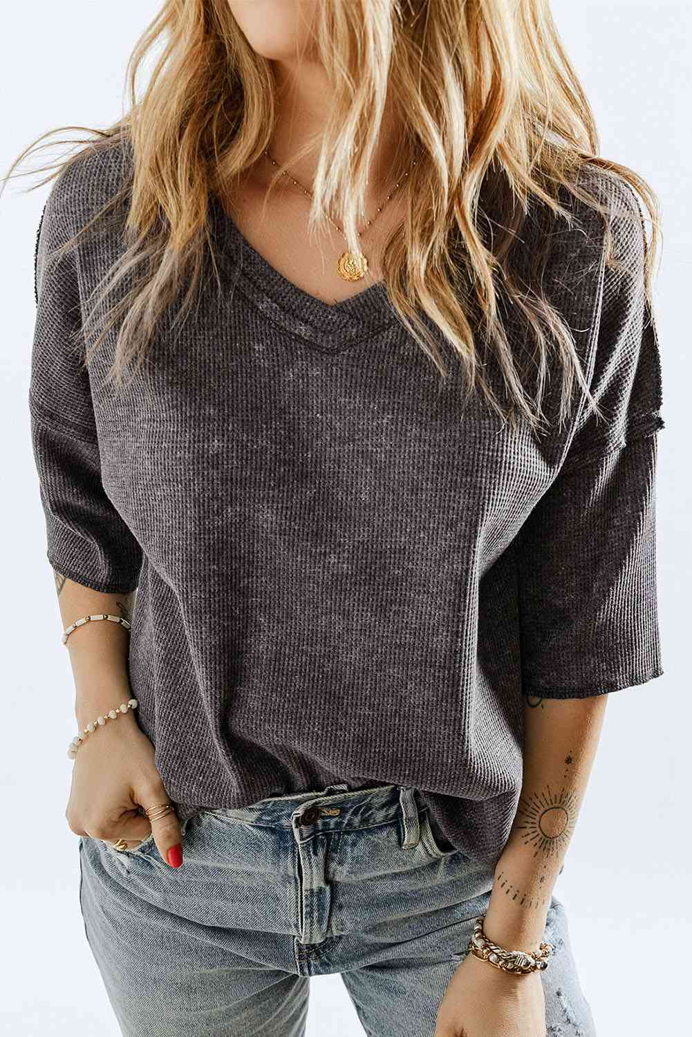 V-Neck Dropped Shoulder Tee