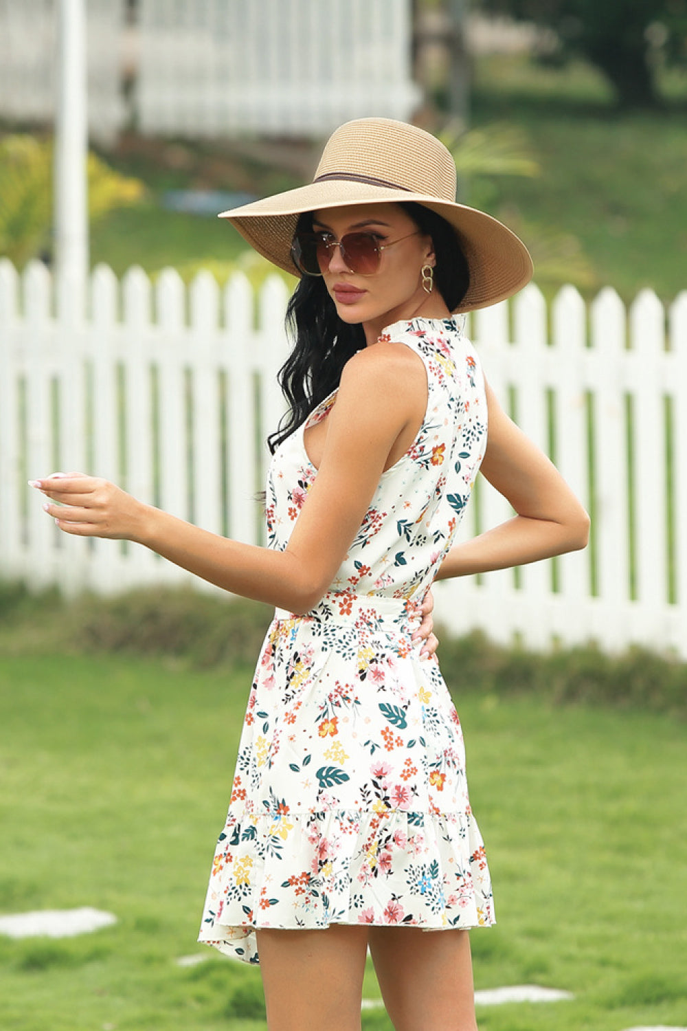 Full Size Range Floral Sleeveless Dress