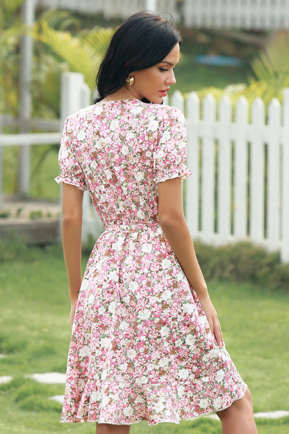 Full Size Range Floral Wrap Dress