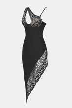 Load image into Gallery viewer, Spliced Lace Asymmetric Neck Knit Dress
