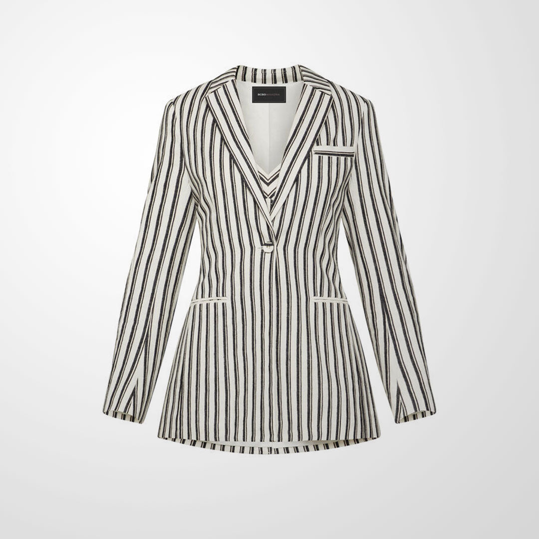 Cotton Linen Striped Blazer