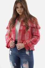 Load image into Gallery viewer, Jack Open Front Tweed Jacket with Ruffle Trim
