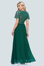 Load image into Gallery viewer, Sequin Flutter Sleeve Surplice Spliced Formal Dress
