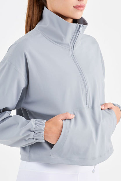 Half-Zip Dropped Shoulder Sports Top