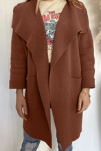 Load image into Gallery viewer, Waterfall Collar Brushed Longline Coat with Pockets
