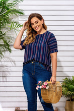 Load image into Gallery viewer, Plus Striped Round Neck Blouse

