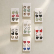 Load image into Gallery viewer, 3 Piece Acrylic Heart Stud Earrings
