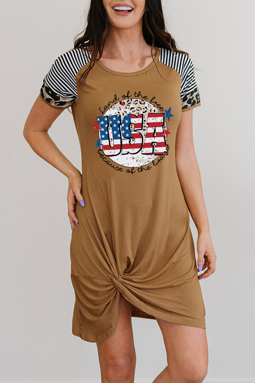 USA Star and Stripe Graphic Twisted Dress