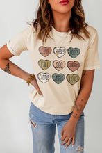 Load image into Gallery viewer, Heart Graphic Cuffed Short Sleeve Round Neck Tee Shirt

