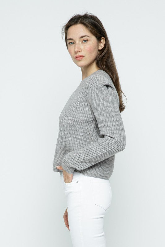 Structured Puff Shoulder Sweater