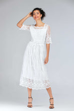 Load image into Gallery viewer, Scalloped Lace Half Sleeve Midi Dress
