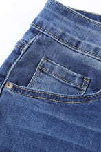 Load image into Gallery viewer, Blue Mid Waist Distressed Flared Jeans
