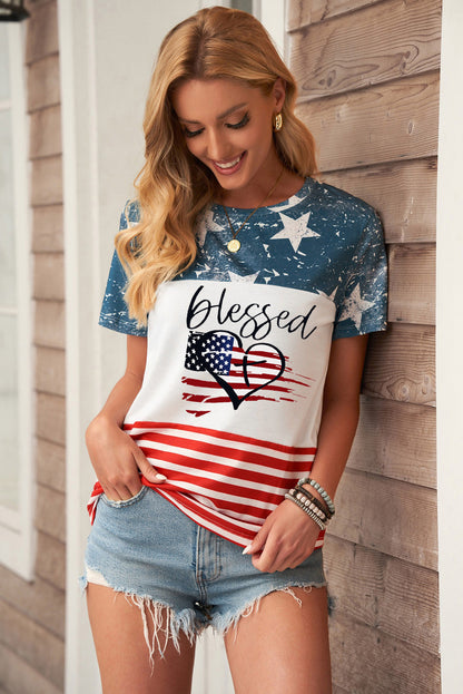 BLESSED Stars and Stripes Color Block T-Shirt