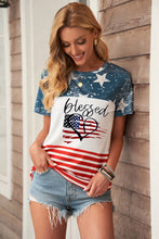 Load image into Gallery viewer, BLESSED Stars and Stripes Color Block T-Shirt
