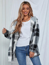 Load image into Gallery viewer, Plaid Hooded Jacket with Pockets
