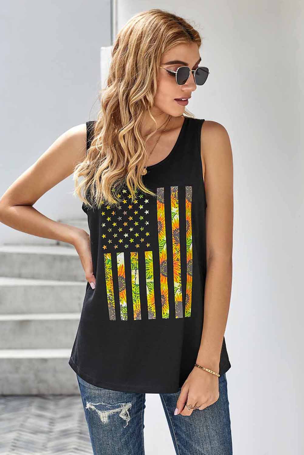 Sunflowers American Flag Tank