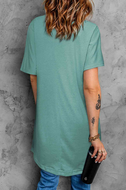 Round Neck Short Sleeve Tunic Tee