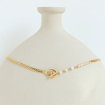 Gold Chain with Pearl Necklace