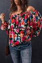 Load image into Gallery viewer, Floral Off-Shoulder Flounce Sleeve Layered Blouse
