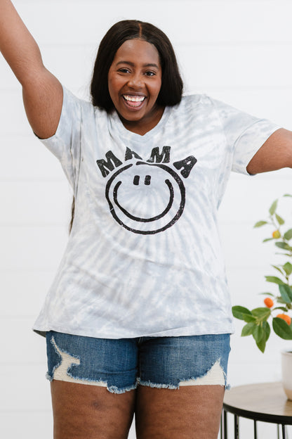 Sew In Love MAMA Smile Graphic Full Size Tie-Dye Tee Shirt