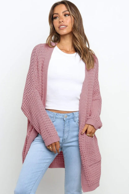 Open Front Pocket Chunky Knit Cardigan