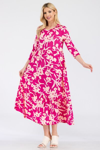 Celeste Full Size Floral Round Neck Ruffle Hem Dress