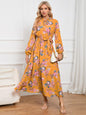 Floral Tie Front Balloon Sleeve Dress