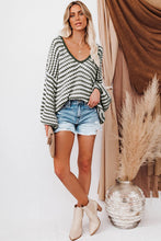 Load image into Gallery viewer, Striped Print V-Neck Sweater
