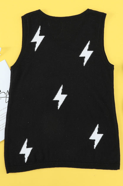 Lightning Print Knit Vest