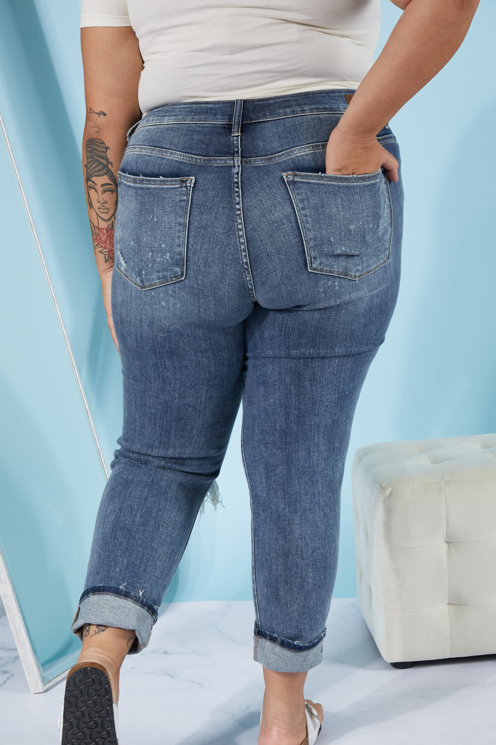 Judy Blue Lindsey Full Size Bleach Splash Boyfriend Jeans