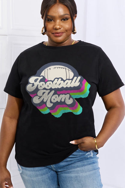 Simply Love Full Size FOOTBALL MOM Graphic Cotton Tee