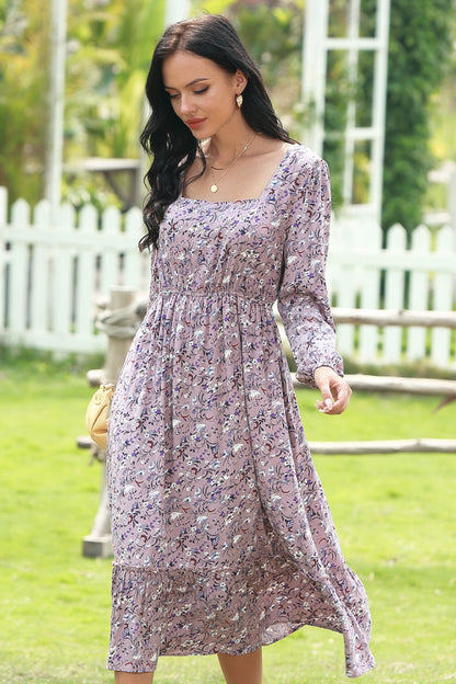 Full Size Range Ditsy Floral Long Sleeve Dress