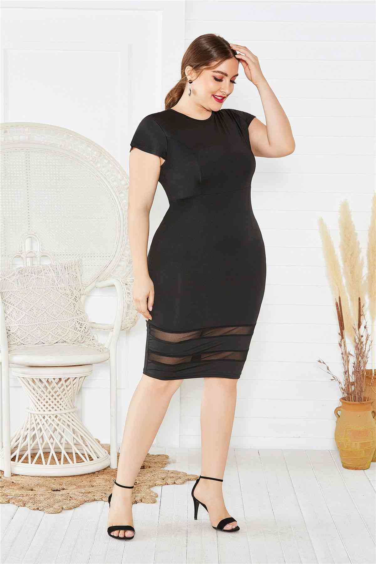 Mesh Stitching Plus Size Dress