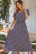 Load image into Gallery viewer, Ditsy Floral Tie-Waist Tiered Midi Dress
