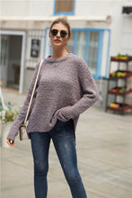 Load image into Gallery viewer, Fuzzy Side Slit High-Low Sweater
