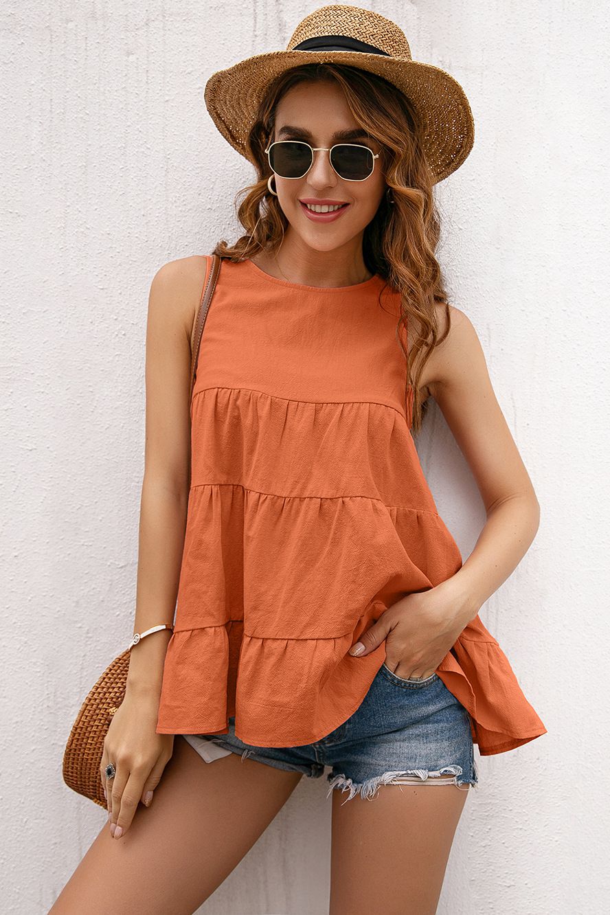 Tiered Layer Ruffle Hem Top