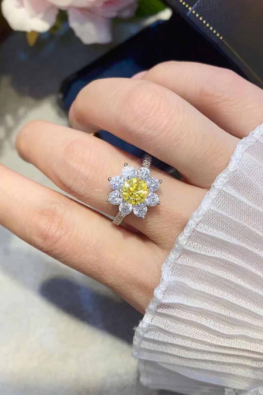 1 Carat Moissanite Floral Ring