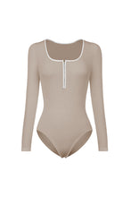 Load image into Gallery viewer, Contrast Trim Ribbed Long Sleeve Bodysuit
