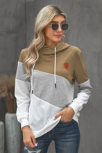 Load image into Gallery viewer, Full Size Range Color Block Cowl Neck Hoodie
