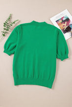 Load image into Gallery viewer, Flower Mock Neck Short Sleeve Sweater
