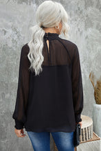 Load image into Gallery viewer, Frill Neck Spliced Mesh Blouse
