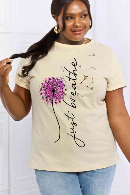 Simply Love Full Size JUST BREATHE Graphic Cotton Tee