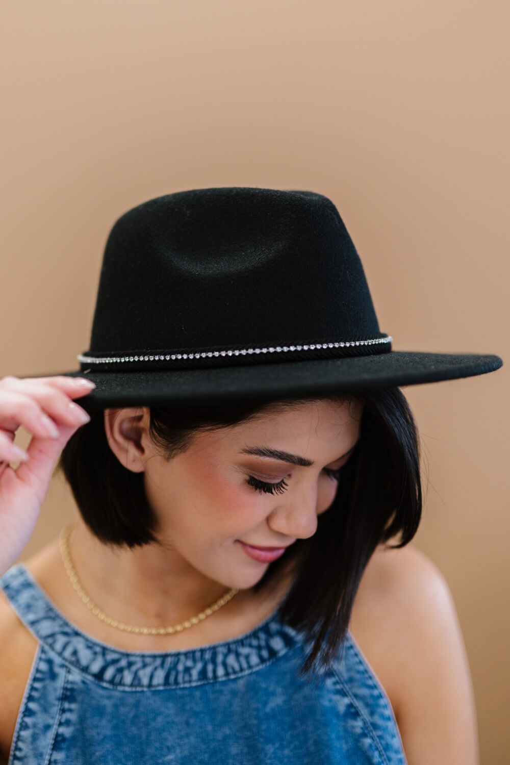 Fame Make an Entrance Rhinestone Strap Fedora