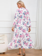 Load image into Gallery viewer, Floral Tie Front Balloon Sleeve Dress
