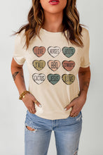Load image into Gallery viewer, Heart Graphic Cuffed Short Sleeve Round Neck Tee Shirt
